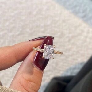 SS 925 Elegant Gold Zirconia  Ring Size 6